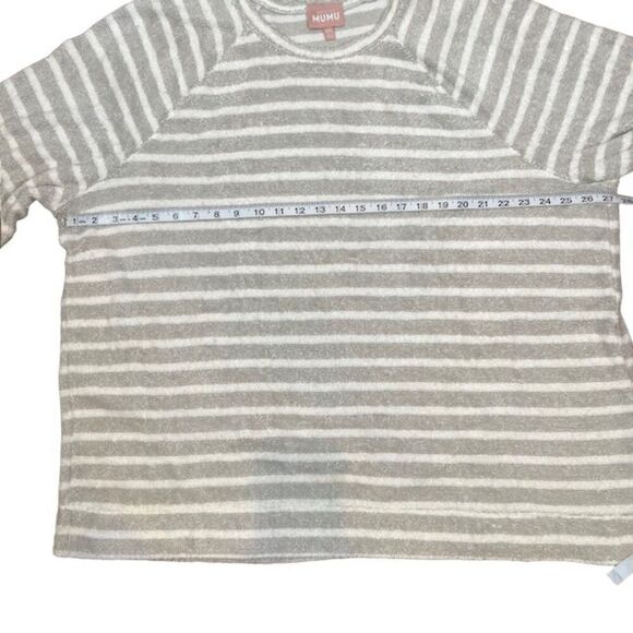 Show Me Your MuMu Sittin Around Snuggle Top Gray White Stripe Crewneck Size XXL - Picture 4 of 10